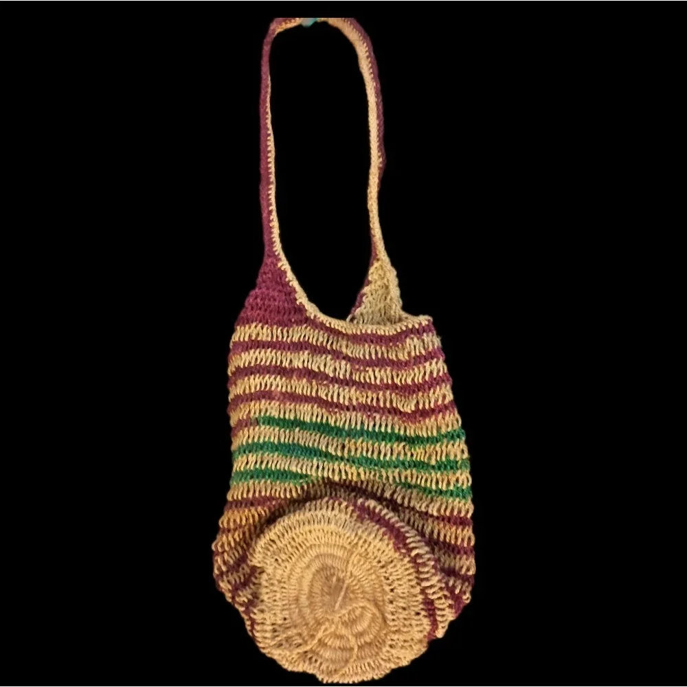 Ghanaian hand-made bag with coiled, weighted base,‎ vintage SKUW462